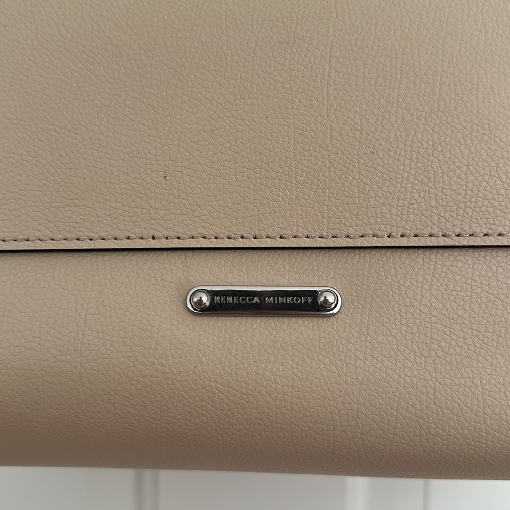 REBECCA MINKOFF Stella North South Leather Tote Tan Beige Purse Large Cream Bag - Picture 3 of 6